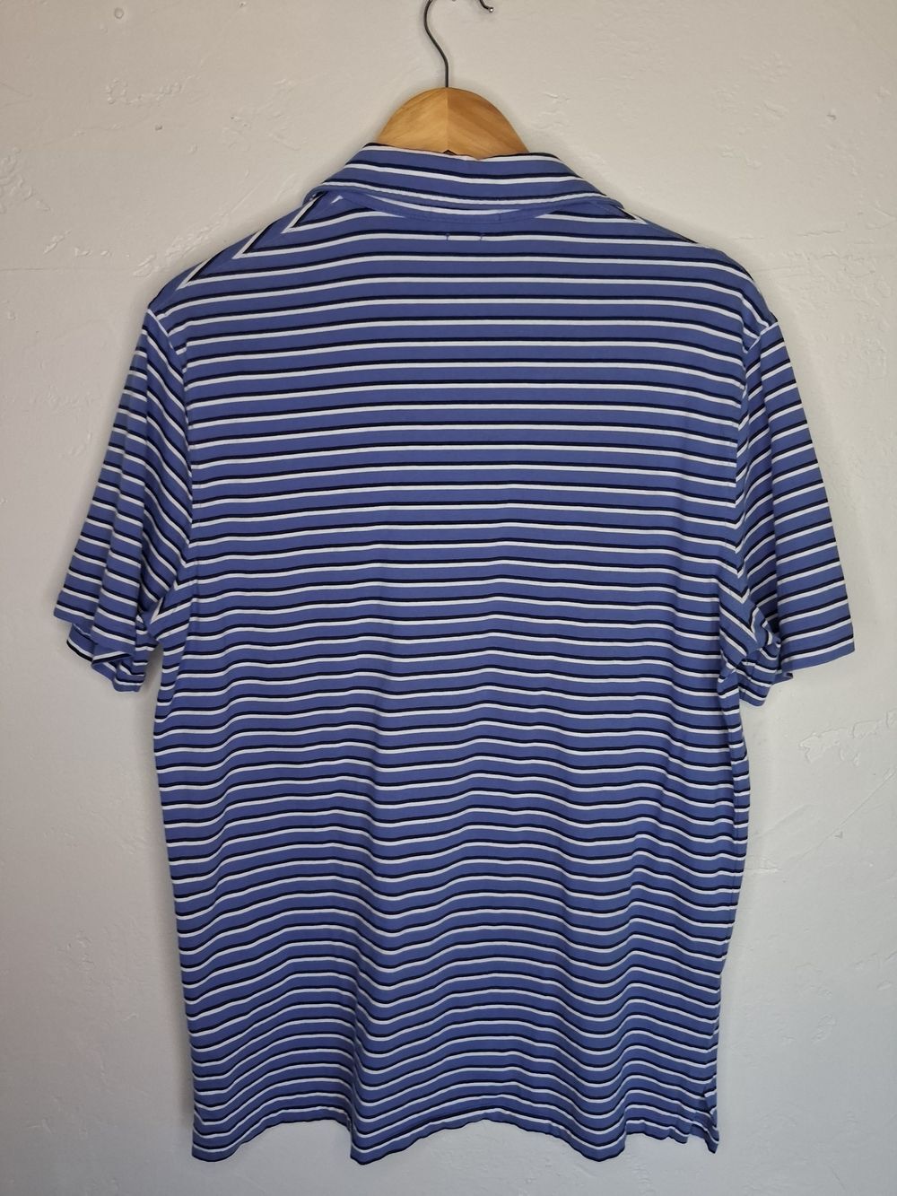Polo Ralph Lauren Men’s M Blue Striped 100% Cotton Classic Fit Polo Shirt Preppy - Picture 9 of 9